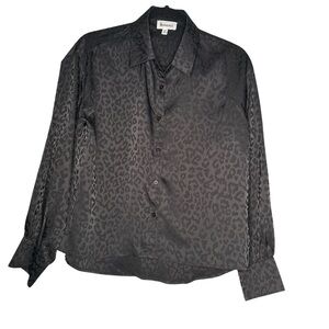 Women’s Boutique Brand &merci Leopard Print Button-Up Shirt‎ Black Blouse Medium